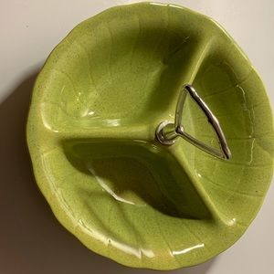 Vintage Lime Green 3 Parts Divided Serving Dishes.